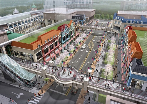 북유럽형 스트리트 라이프스타일몰 '힐스 에비뉴 삼송역 스칸센' 투시도(사진=현대건설)